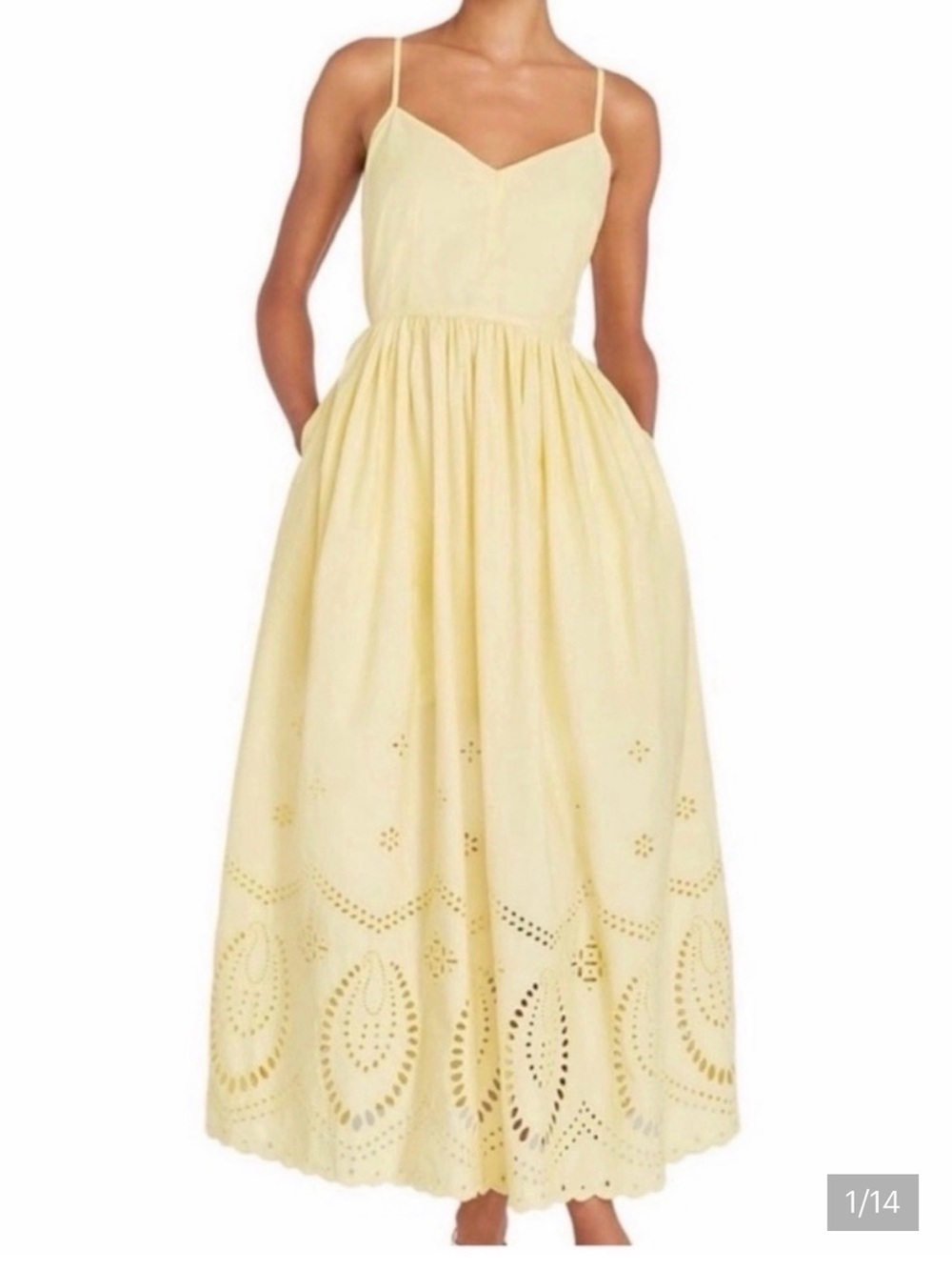 Calypso St. Barth Yellow Sleeveless Eyelet Maxi Dress